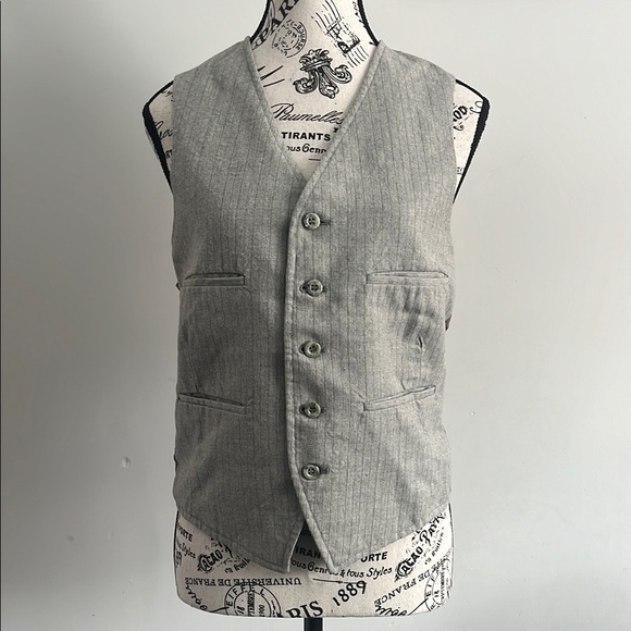 Pinstripe Gray wool Waistcoat — Dark Academia / Grandpa Vibes - Picture 1 of 5